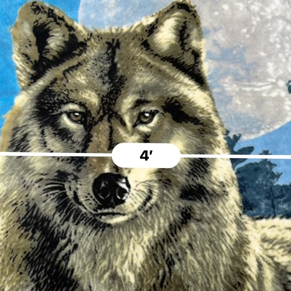 James A Meger Wolf Moon Fleece Blanket Blue Grey Nature Throw 4x5 Plush Blanket